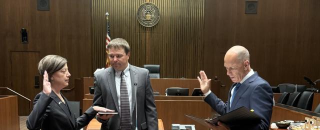 Chief Judge Tostrud administered the Oath of Office to U.S. Magistrate Judge Cowan Wright for reappointment. 